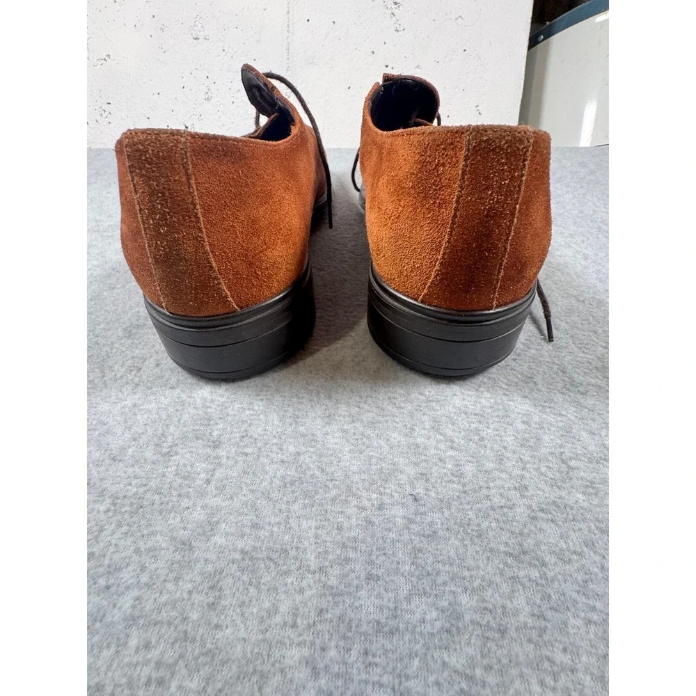 Dino Bigioni Mens Cognac Suede Derby Shoes Made in Italy Brown DB11428 Size 43.5